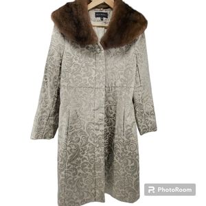 Dale Dressin Vintage Brocade Coat with Fur Collar
